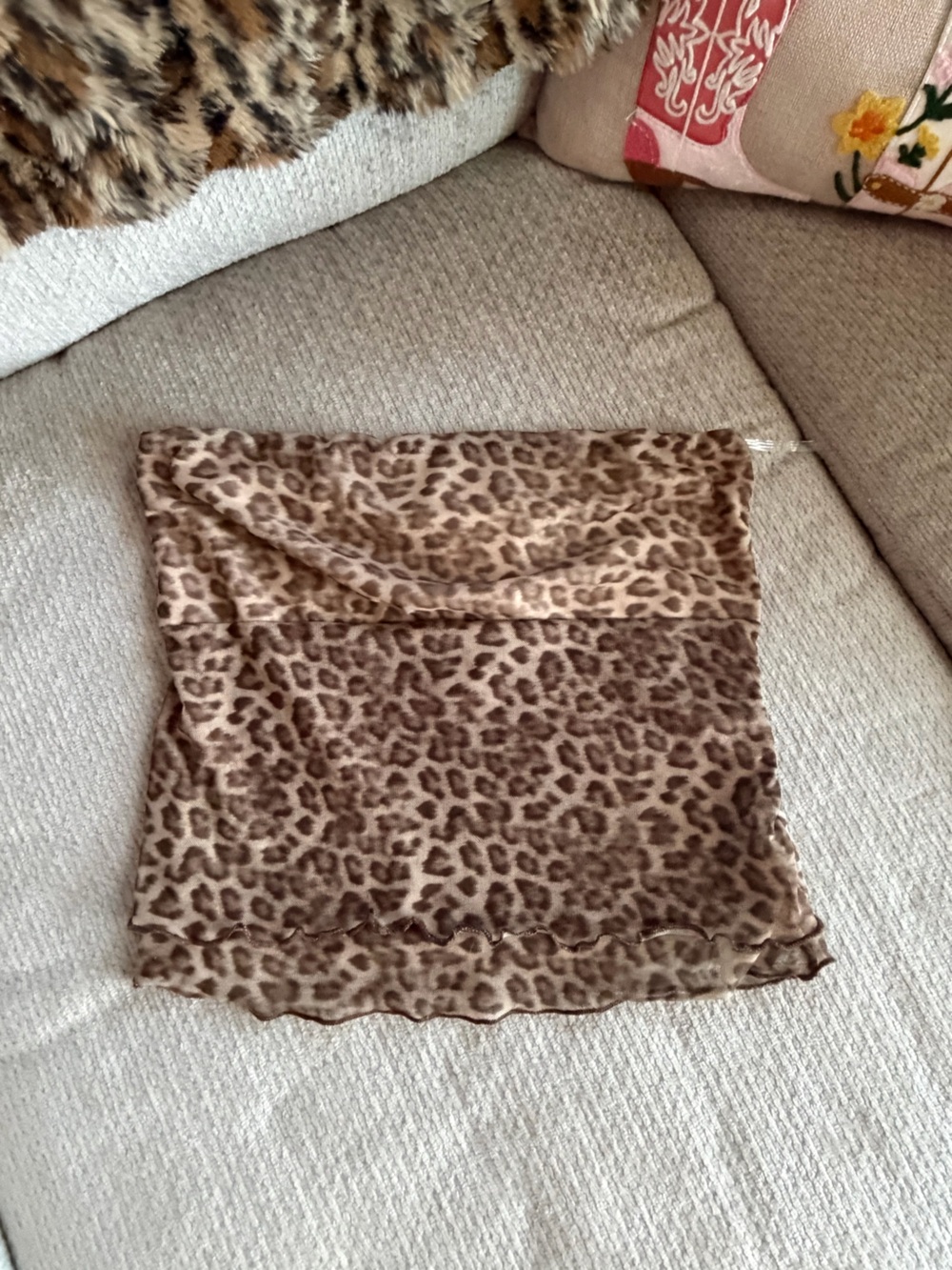 See You Monday Leopard Print Sheer Crop Top in Brown and Tan